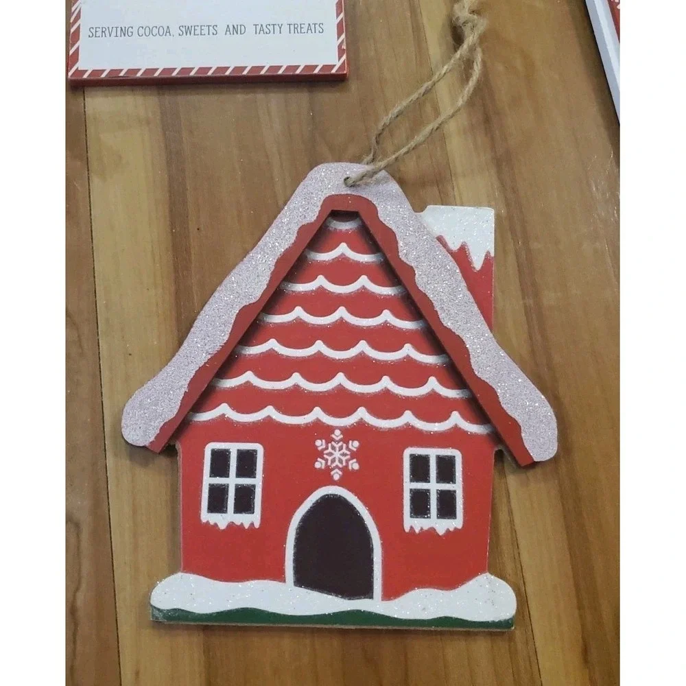 Candy Cane Cafe Wood Signs And Ornaments Lot Christmas Holiday Decor